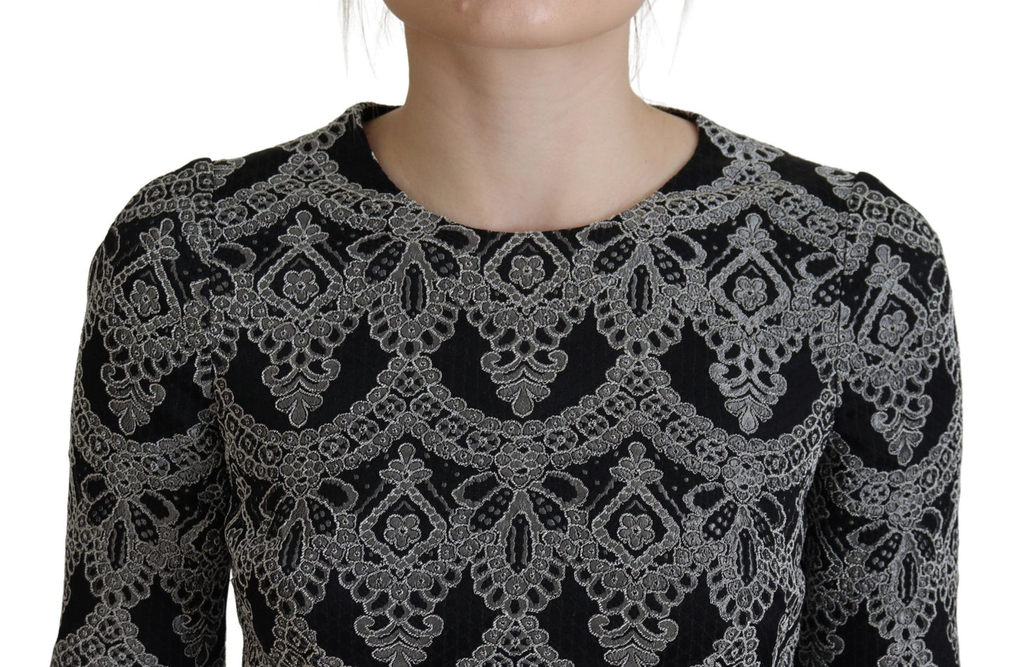 Dolce &amp; Gabbana Abito aderente in jacquard grigio nero