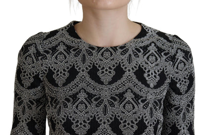 Dolce &amp; Gabbana Abito aderente in jacquard grigio nero
