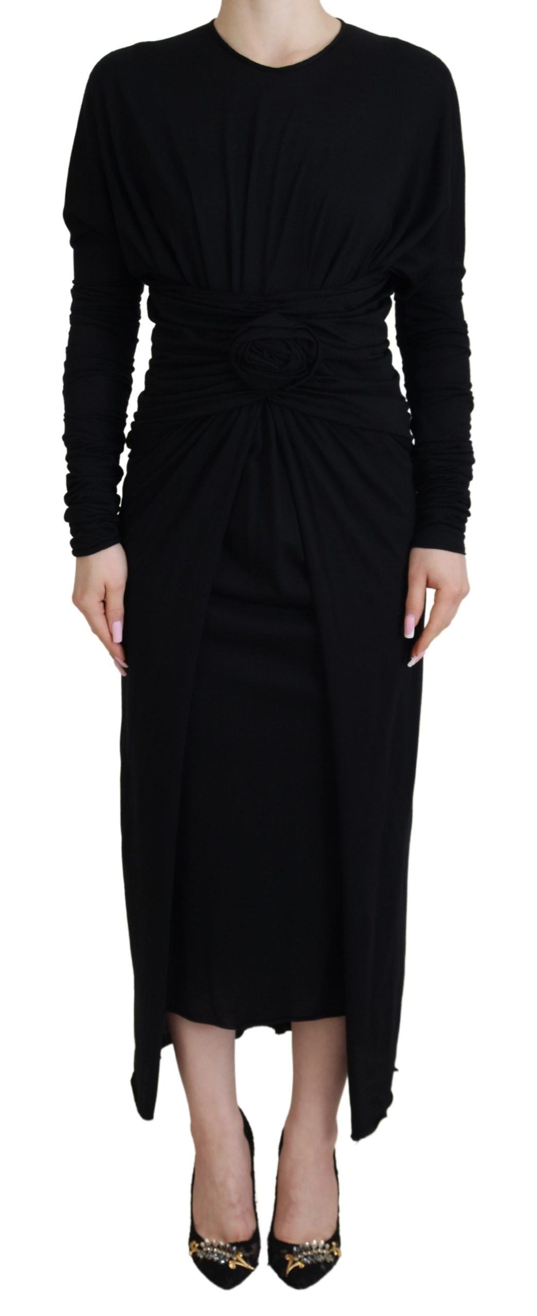 Dolce &amp; Gabbana Abito midi in lana con tubino nero