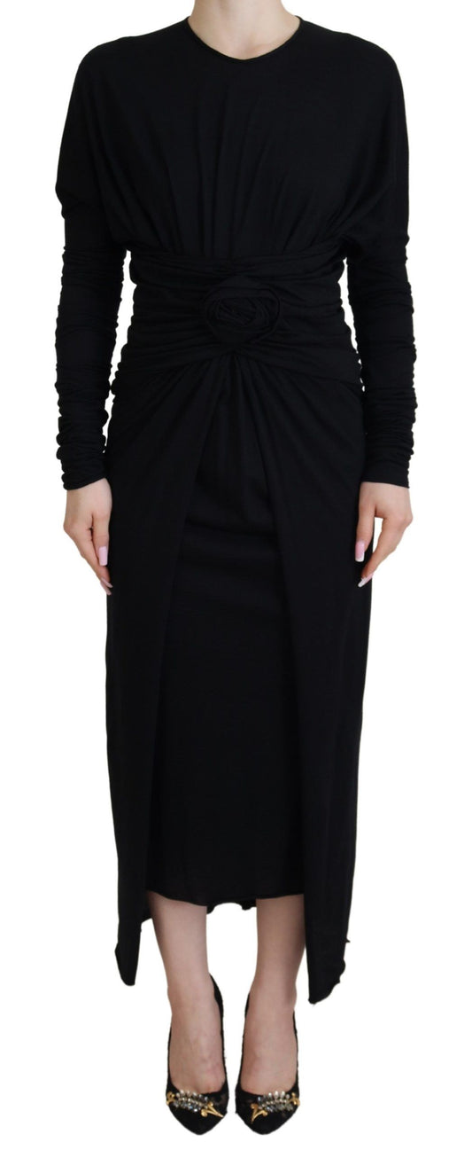 Dolce &amp; Gabbana Abito midi in lana con tubino nero