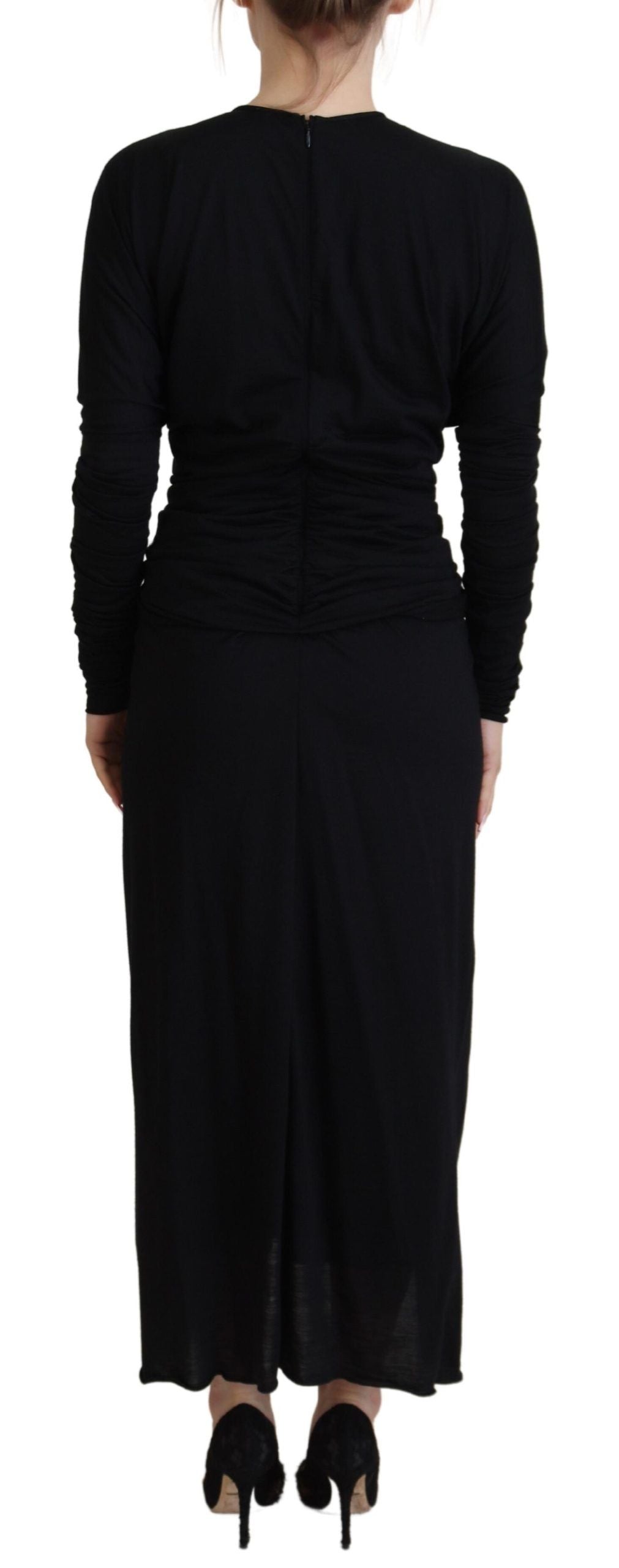 Dolce &amp; Gabbana Abito midi in lana con tubino nero