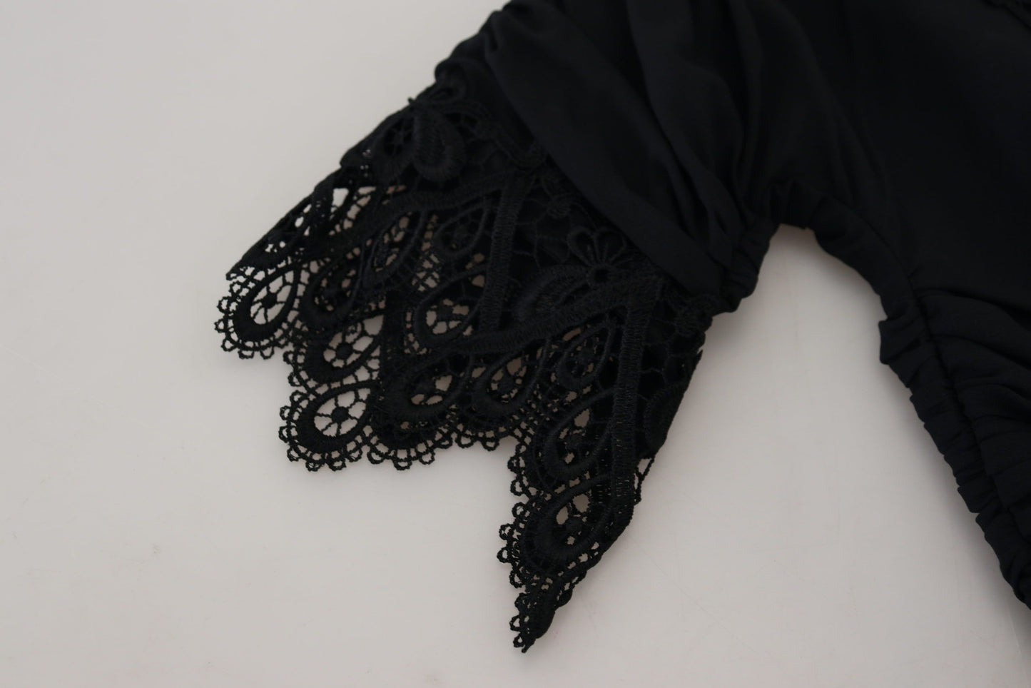 Dolce &amp; Gabbana Abito midi aderente in pizzo e seta nero