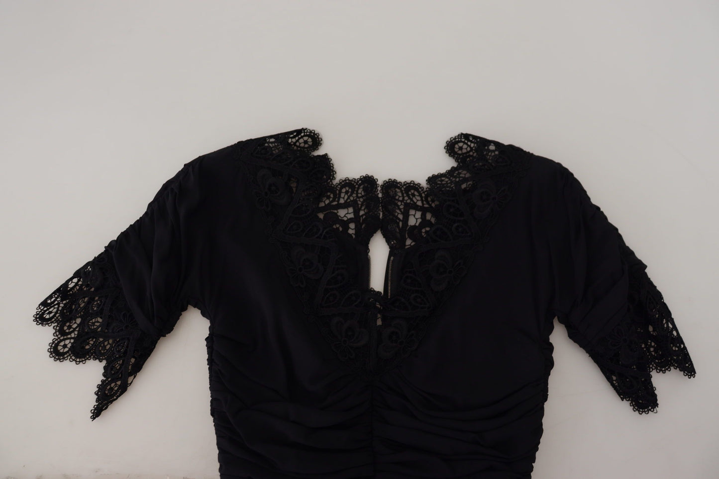Dolce &amp; Gabbana Abito midi aderente in pizzo e seta nero