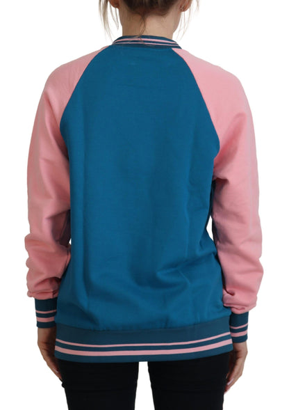 Dolce &amp; Gabbana Maglione con paillettes e cristalli blu e rosa Queen
