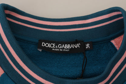 Dolce &amp; Gabbana Maglione con paillettes e cristalli blu e rosa Queen