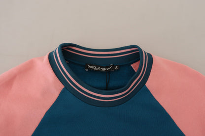 Dolce &amp; Gabbana Maglione con paillettes e cristalli blu e rosa Queen