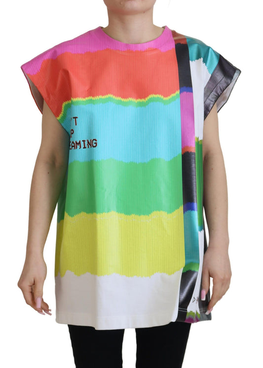 Dolce &amp; Gabbana Multicolor TV Print Blusa T-shirt in cotone