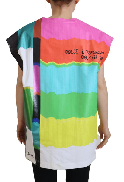 Dolce &amp; Gabbana Multicolor TV Print Blusa T-shirt in cotone