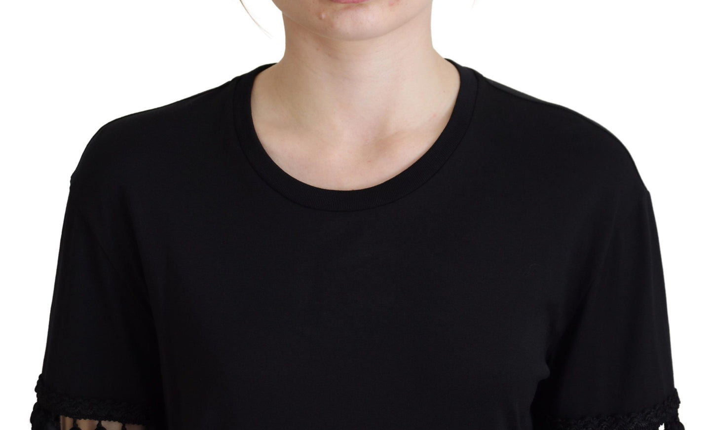 Dolce &amp; Gabbana T-shirt nera Camicetta in cotone con nappe