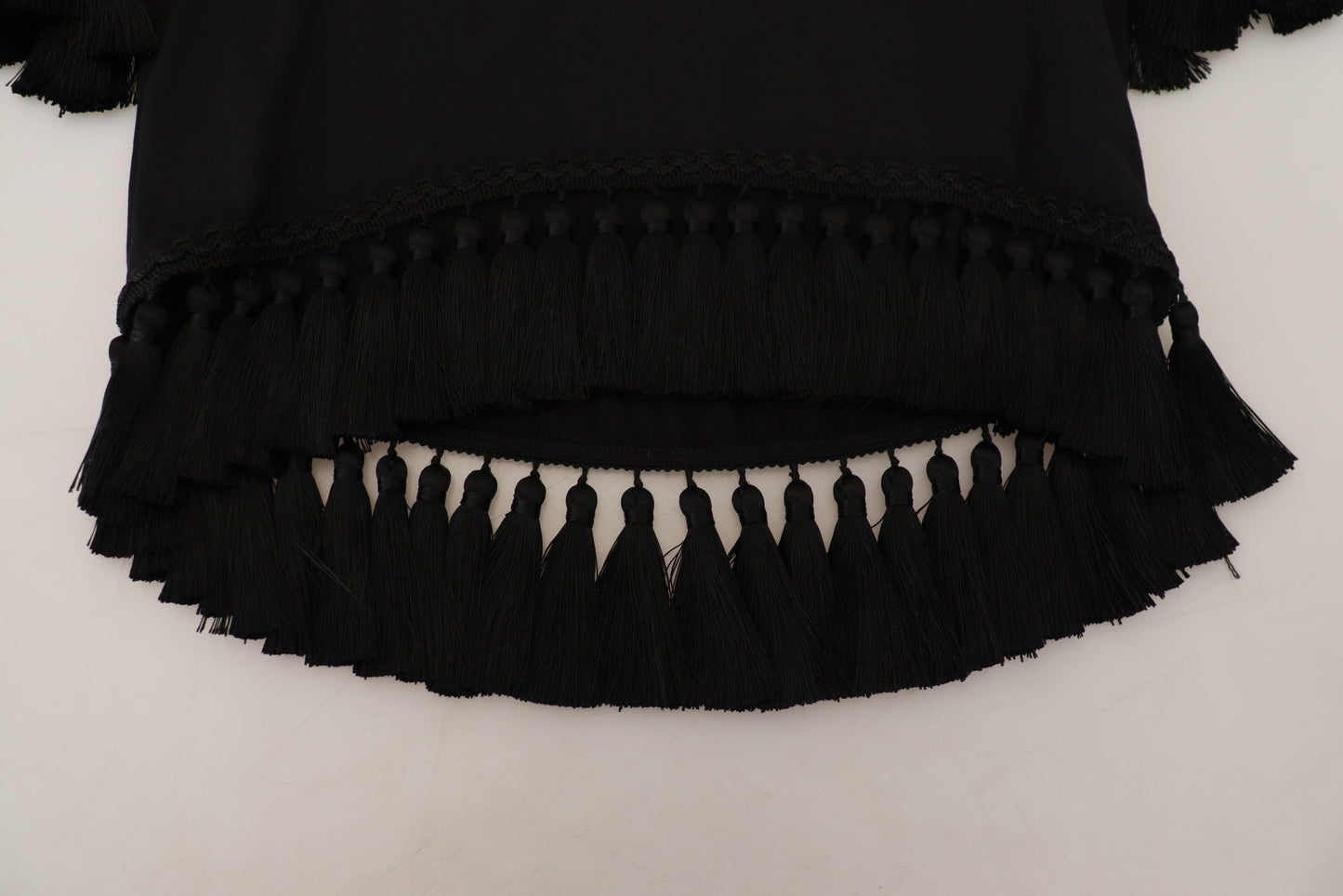 Dolce &amp; Gabbana T-shirt nera Camicetta in cotone con nappe