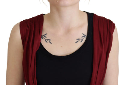 Dolce &amp; Gabbana Bordeaux Silk Stretch Top Vest Blusa