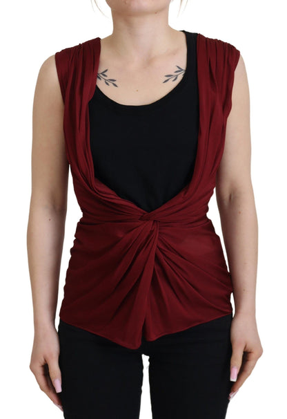 Dolce &amp; Gabbana Bordeaux Silk Stretch Top Vest Blusa