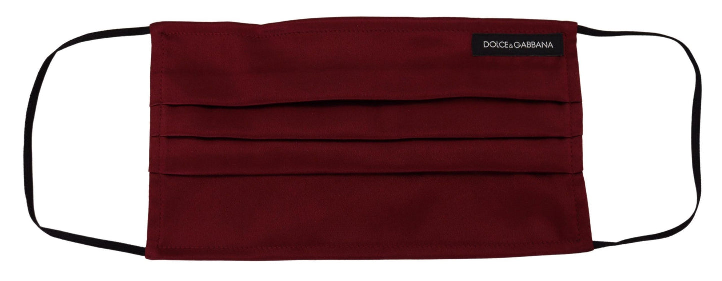 Mascherina per il viso Dolce &amp; Gabbana in seta bordeaux con elastico plissettato e taglia unica