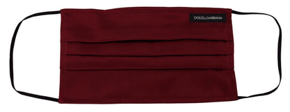 Mascherina per il viso Dolce &amp; Gabbana in seta bordeaux con elastico plissettato e taglia unica
