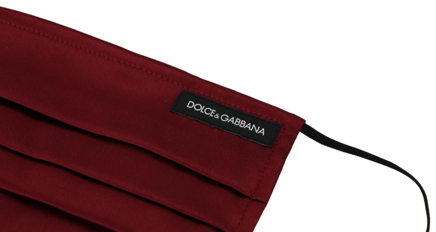 Mascherina per il viso Dolce &amp; Gabbana in seta bordeaux con elastico plissettato e taglia unica