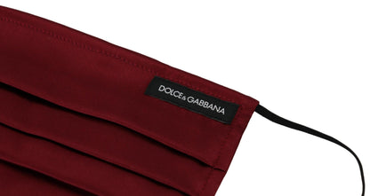 Mascherina per il viso Dolce &amp; Gabbana in seta bordeaux con elastico plissettato e taglia unica