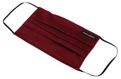 Mascherina per il viso Dolce &amp; Gabbana in seta bordeaux con elastico plissettato e taglia unica