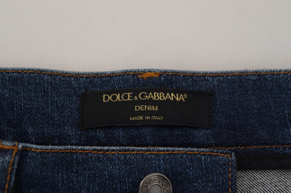 Jeans skinny in denim con pizzo floreale nero Dolce &amp; Gabbana