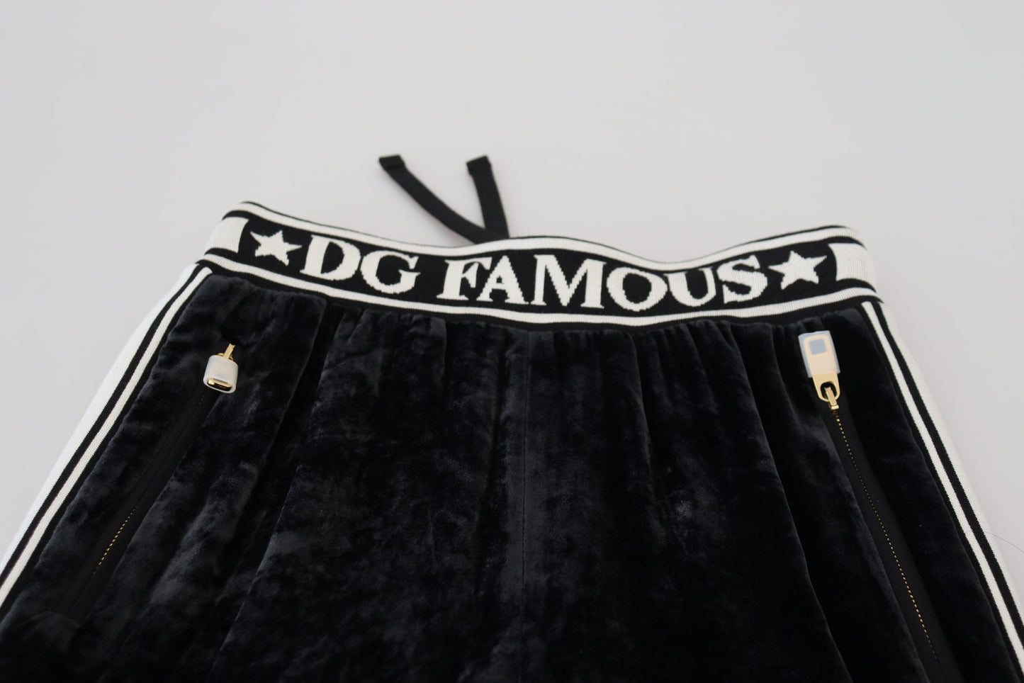 Pantaloni in velluto con logo DG nero Dolce &amp; Gabbana