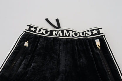 Pantaloni in velluto con logo DG nero Dolce &amp; Gabbana