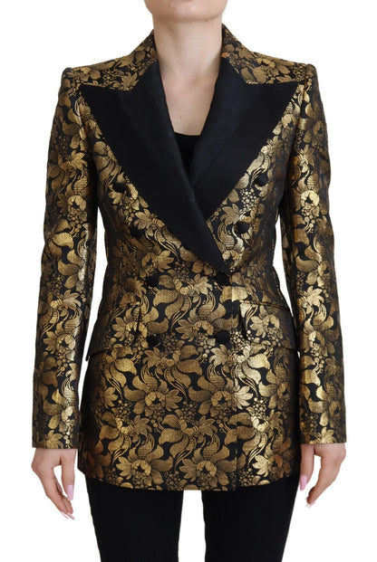 Dolce &amp; Gabbana Giacca Blazer Jacquard Nero Oro