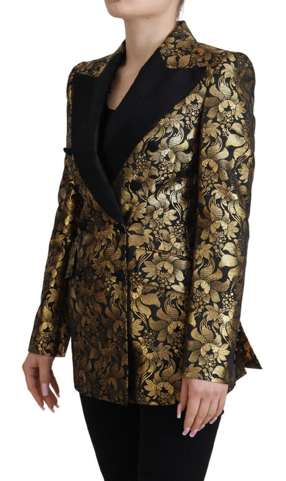 Dolce &amp; Gabbana Giacca Blazer Jacquard Nero Oro