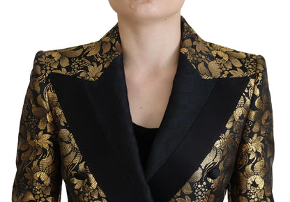 Dolce &amp; Gabbana Giacca Blazer Jacquard Nero Oro