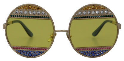 Occhiali da sole Dolce &amp; Gabbana DG2209B con montatura ovale in metallo dorato e cristalli