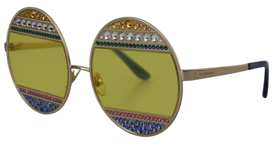 Occhiali da sole Dolce & Gabbana DG2209B con montatura ovale in metallo dorato e cristalli