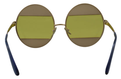 Occhiali da sole Dolce &amp; Gabbana DG2209B con montatura ovale in metallo dorato e cristalli