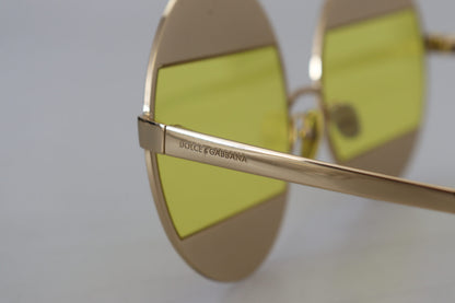 Occhiali da sole Dolce &amp; Gabbana DG2209B con montatura ovale in metallo dorato e cristalli