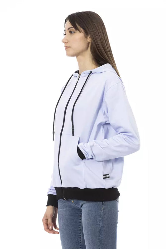 Maglione da donna in cotone viola Baldinini Trend con cappuccio regolabile