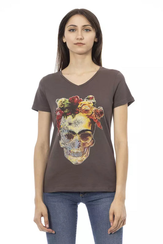 T-shirt da donna in cotone marrone Trussardi Action