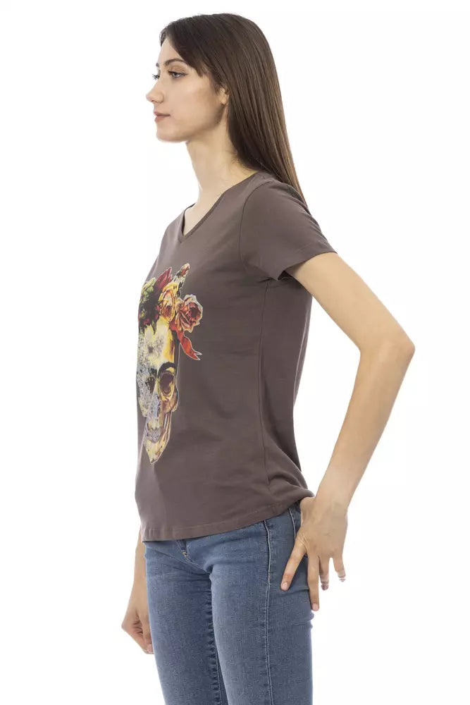T-shirt da donna in cotone marrone Trussardi Action