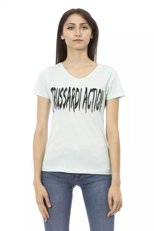 Top da donna Trussardi Action in cotone azzurro
