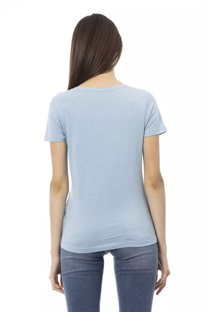 T-shirt da donna in cotone azzurro Trussardi Action