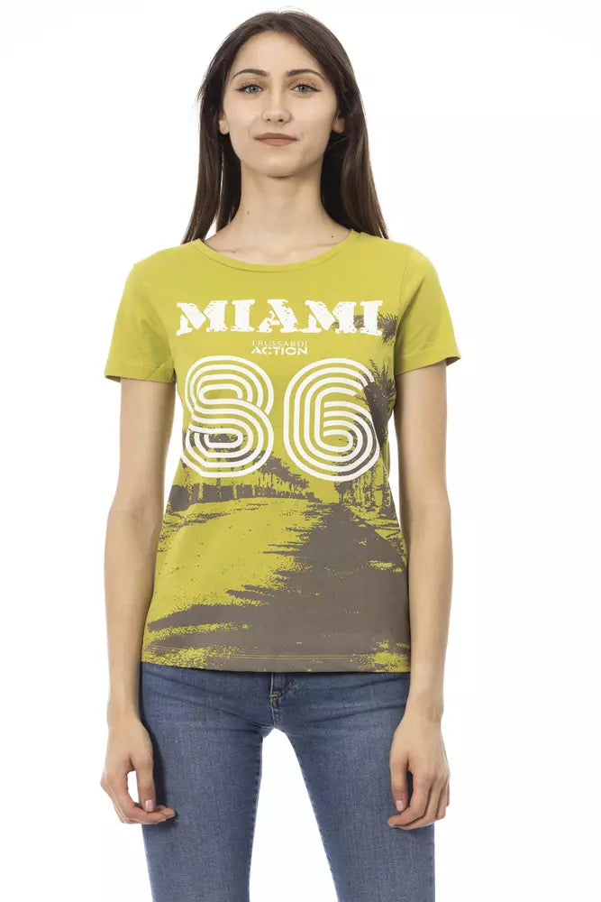 T-shirt da donna in cotone verde Trussardi Action