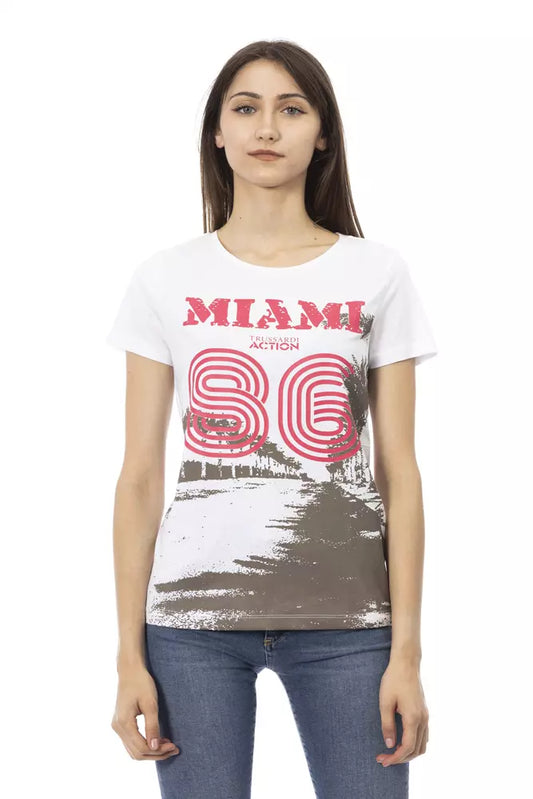 T-shirt da donna Trussardi Action in cotone bianco