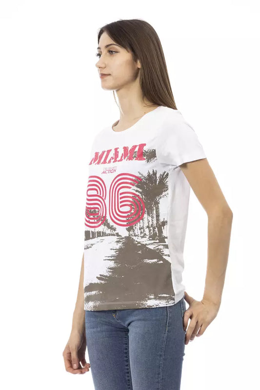 T-shirt da donna Trussardi Action in cotone bianco