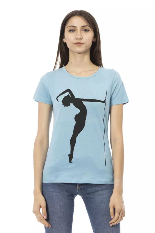 T-shirt da donna in cotone azzurro Trussardi Action
