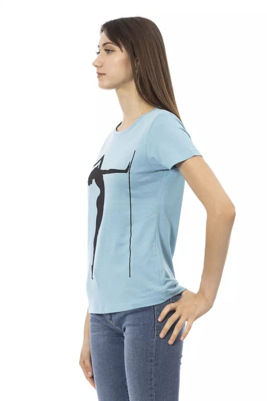 T-shirt da donna in cotone azzurro Trussardi Action