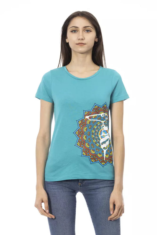 T-shirt da donna in cotone azzurro Trussardi Action