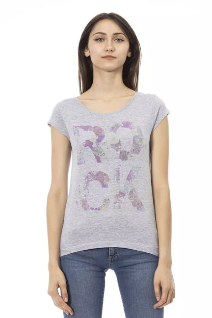 T-shirt da donna Trussardi Action in cotone grigio