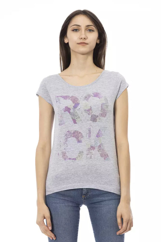 T-shirt da donna Trussardi Action in cotone grigio