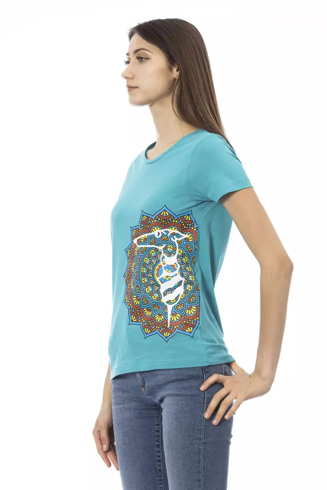 T-shirt da donna in cotone azzurro Trussardi Action