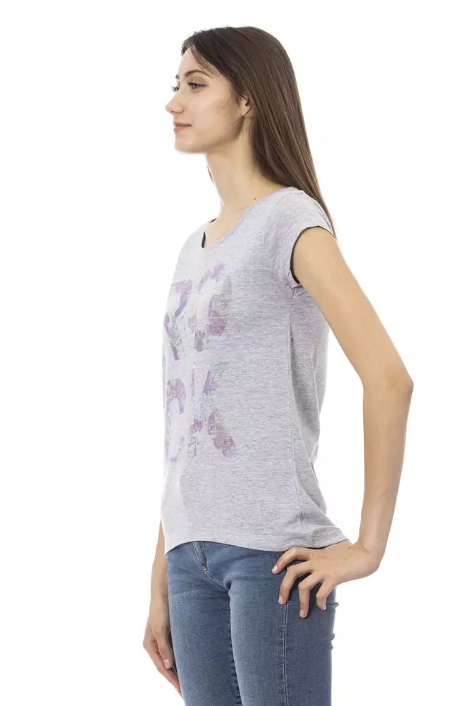 T-shirt da donna Trussardi Action in cotone grigio