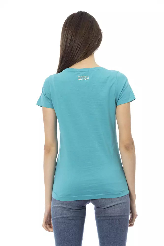 T-shirt da donna in cotone azzurro Trussardi Action