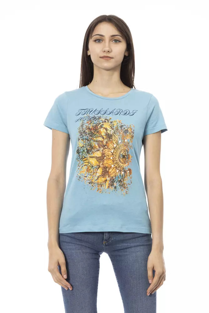 T-shirt da donna in cotone azzurro Trussardi Action