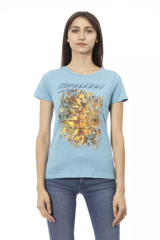 T-shirt da donna in cotone azzurro Trussardi Action