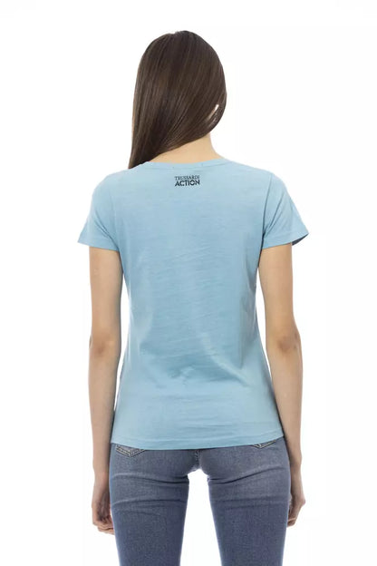 T-shirt da donna in cotone azzurro Trussardi Action